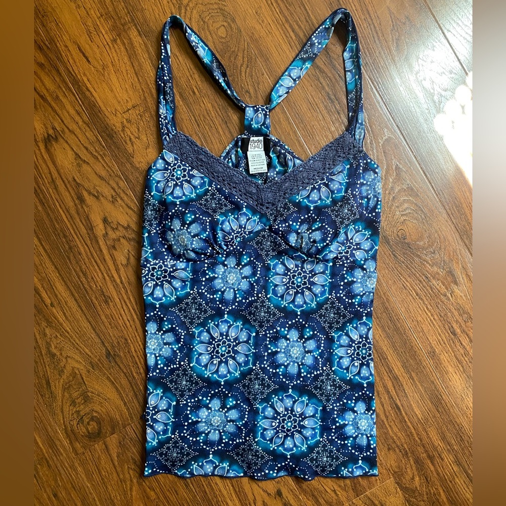 Studio 1940 Blue Sleeveless Bustier Camisole